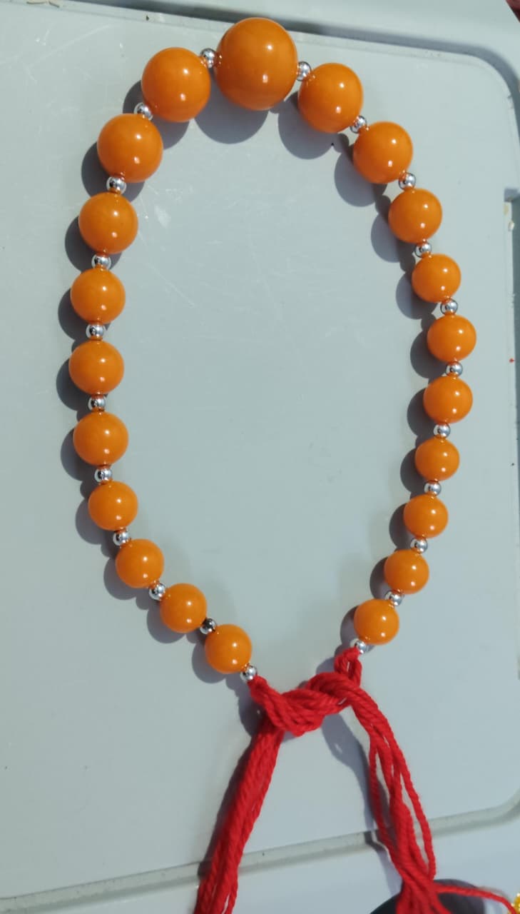 Collier Perles Ambrées – Cordon Rouge