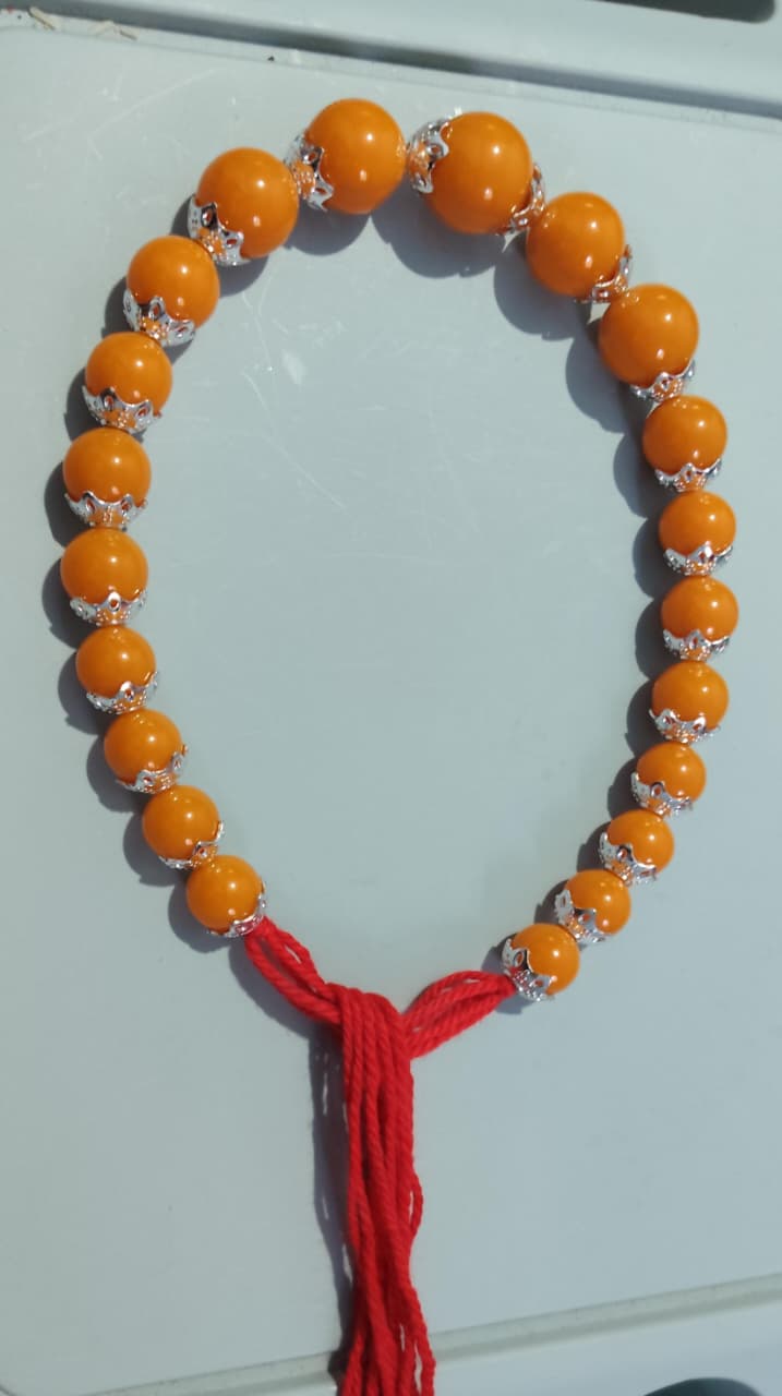 Collier Perles Ambrées – Cordon Rouge