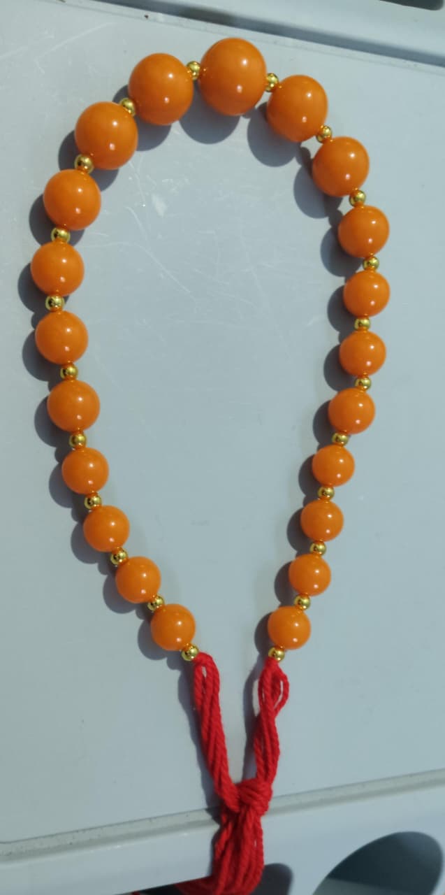 Collier Perles Ambrées – Cordon Rouge