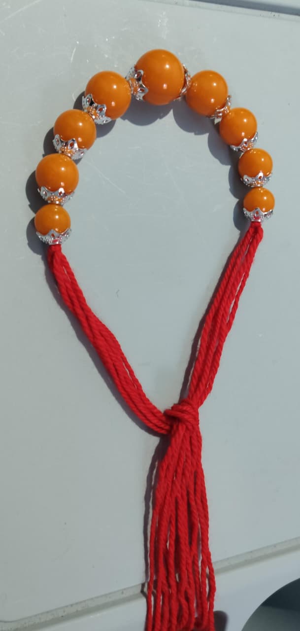 Collier Perles Ambrées – Cordon Rouge
