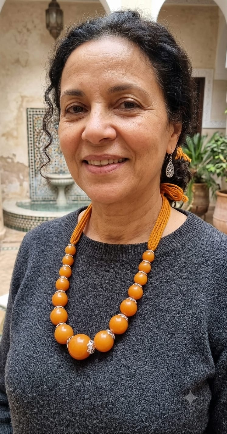 Collier Style Amazigh Perles Ambrées