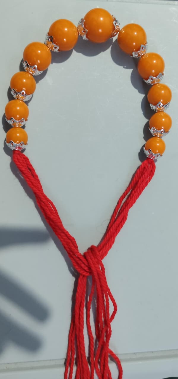 Collier Perles Ambrées – Cordon Rouge